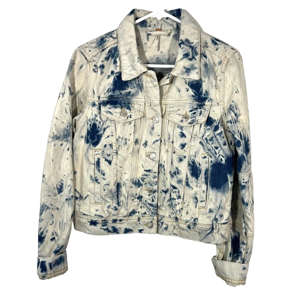 Free People We the‎ Free Women's Jean Denim Jacket Tie Dye Size S